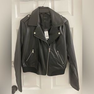 Dynamite Womens Faux Leather Bomber Jacket